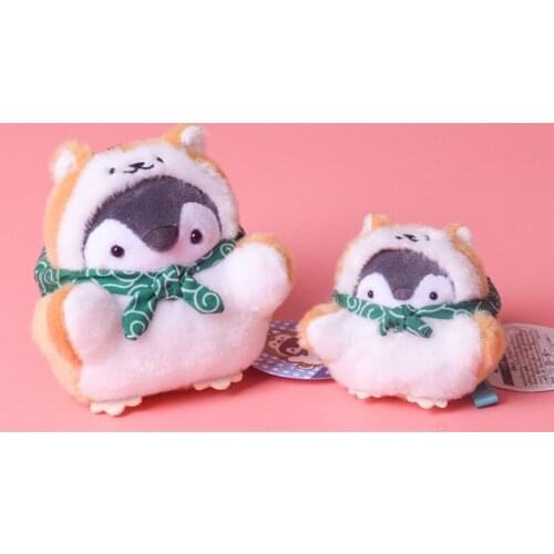 Cute Cartoon Penguin Shiba Inu 2 in 1 Stuffed Keychain Plush Doll Pendant Keyring Pendant Kawaii Student Girl Boy Bags Pendant