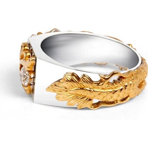 Fashion Punk Coiled Dragon Geometric Ring Unique Design Hip-Hop Personality Jewelry Gift For Domineering Men