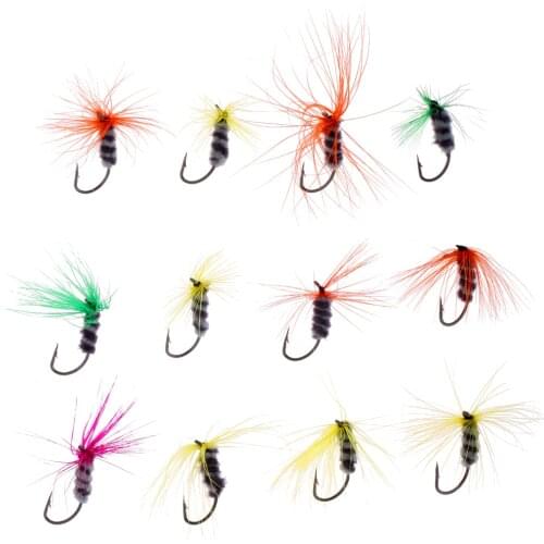 12Pcs Colorful Assortment Dry Trout Fly Fishing Flies for Trout Bass Salmon