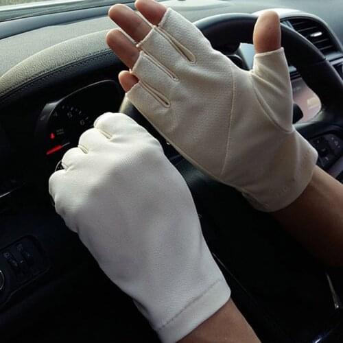 Driving sunscreen gloves mens thin half-finger gloves half spring and summer non-slip cycling fingerless gloves breathable B93