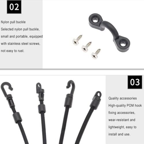 KEEP DIVING Fishing Rod Fixed Rope Set High Strength Kayak Elastic Rope Prevent Loss Of Hand Rope Hook Buckle