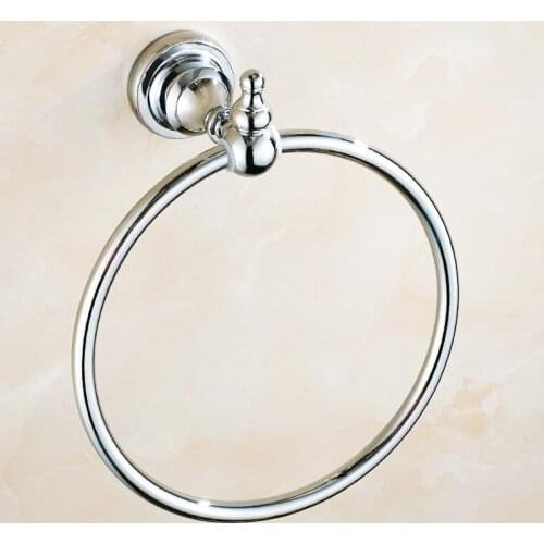 NEW Bathroom Accessory Wall Mounted Polished Chrome Brass Towel Ring Towel Rack Holder aba905