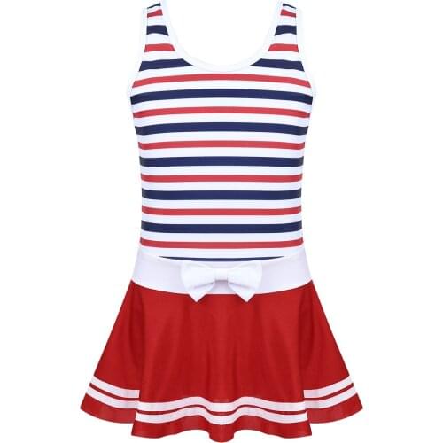 Oyolan 2021 Children Swimwear Teen Girls Swimsuit One Piece Shoulder Straps Swimming Suit Kids Beach Dress Bathing Suit Tight