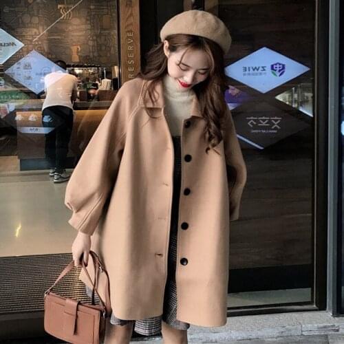 Popular coat new Korean version of loose long section small man Sen woolen coat female long coat women