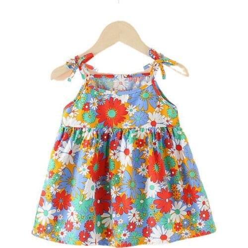 Girl dress princess dress cute cotton suspenders kids fashion Knee-Length 2021 girls clothes cherry print Sleeveless cheap stuff