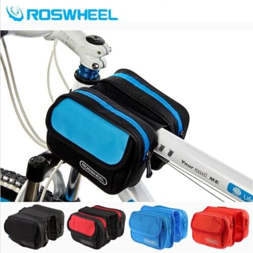 ROSWHEEL Bicycle Frame Front Head Top Tube Mountain Bike Bag Cycling Cell Phone Double Pannier Bag Bike Accessories