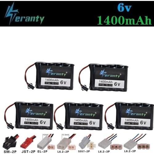 Teranty Power 6v 1400mah NIcd Battery 6v Ni-CD battery pack for RC toy Car Boat GUN TANK Truck Trains Robots model Battery 5pcs