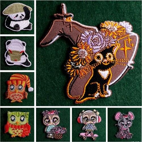 Iron On Patch Cartoon Animal Patches On Clothes Embroidered Patch Cute Things Patches For Clothing Stripes DIY Clothes Stickers