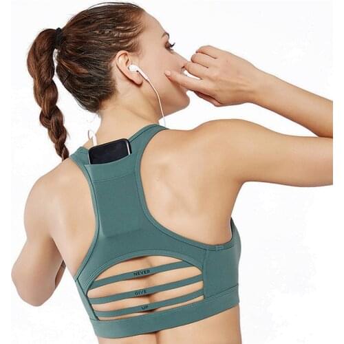 Top Women Sports Bra with Phone Pocket Compression Push Up Underwear Top Female Gym Fitness Running Yoga Bh Sport Bra 6