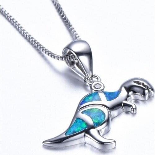 Unique Design Cute Dinosaur Pendant Blue Necklace Fashion Ladies Wedding Party Jewelry