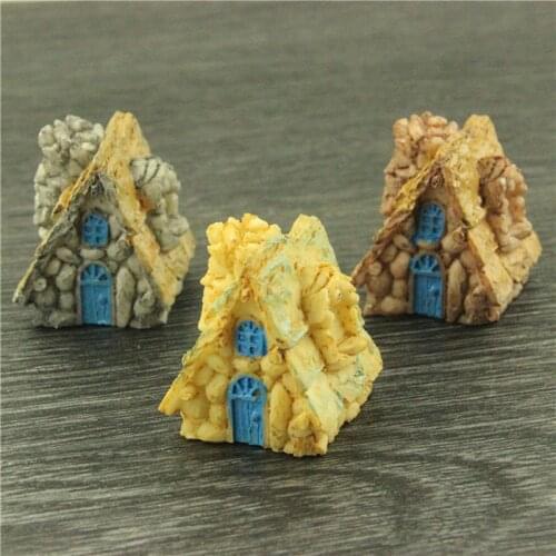 Vintage Mini Steeple Stone House Miniature Craft Micro Landscaping Landschaft Decoration Home Wedding Decor DIY Accessories