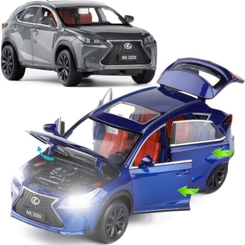 High Simulation 1:32 Scale Pull Back NX200t Alloy Car Model Toys 6 Open Doors Music Flash Metal Diecasts Vehicles Kids Boy Gifts