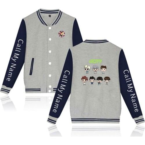 High Quality Got7 Kpop Jacket Print Baby Figure Cartoon Baseball Jacket Coats Men Women Hip Hop Hoodies Jackets Streetwear new