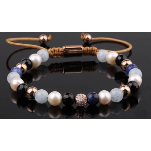 High Quality 6mm Mix natural stone beaded women jewelry friendship adjustable bead bracelet