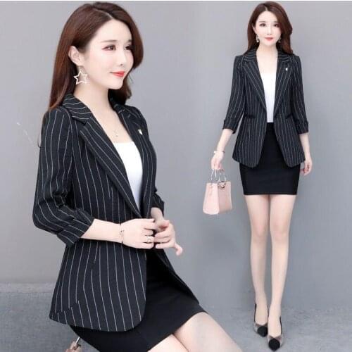 Stripe Suit Women Blazer New 2021 Blazers Women Suits Short Slim Jacket Female Coat Black Spring Auutmn Jackets Woman Coats