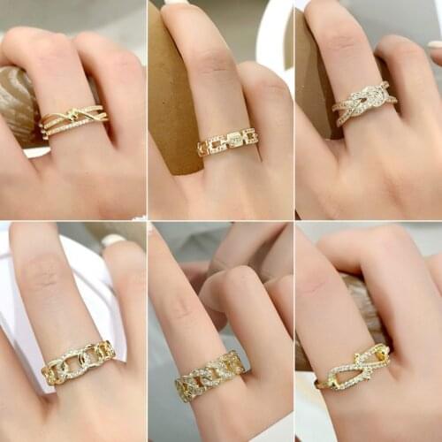 2021 Korean New Exquisite Simple Geometric Ring Fashion Temperament Versatile Opening Ring Elegant Womens Banquet Jewelry