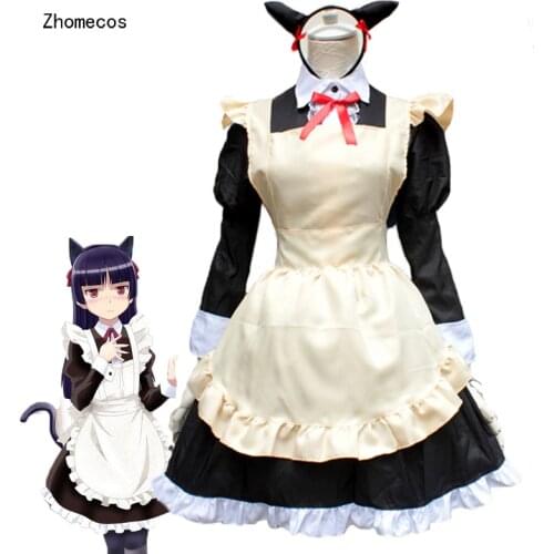Zhomecos Kousaka Kirino Lolita Maid Costumes Cosplay Cute Cat Long Sleeve Dress for Girls Woman Waitress Maid Party Costumes