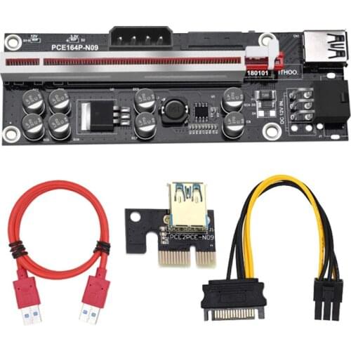 10 Pcs VER009S Plus PCI-E PCIE Riser 009S 6Pin PCI Express Adapter Card Molex USB 3.0 Cable 1X 16X Extender