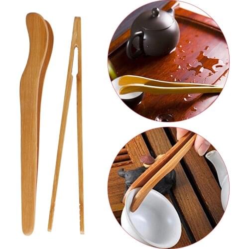 18x3cm Bamboo Wood Tea Tongs Food Toast Bacon Sugar Tea Salad Bent Straight Clip Tweezer Cooking Utensil Gadget Kitchen Tool