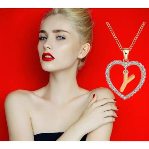 2021 Fashion Women Gift 26 English Letter Name Chain Pendant Necklaces Girl Classic Party Wedding Jewelry For Women collar mujer