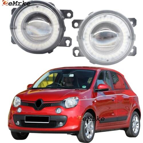 2x Car Lens LED Fog Lights Angel Eye DRL Daytime Running Light Lamp for Renault Twingo 2014 2015 2016 2017 2018 2019