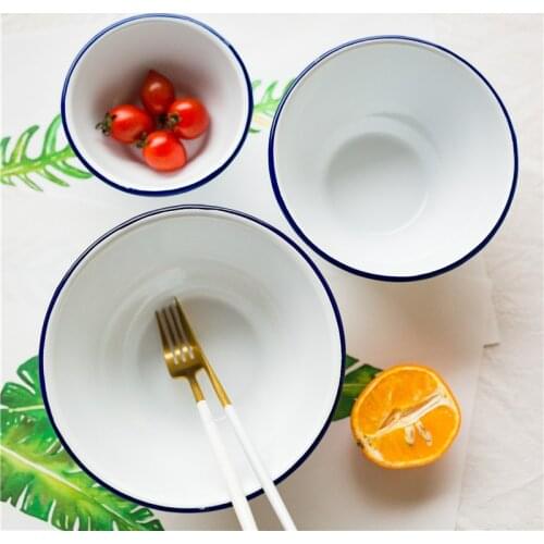 3 pieces/set) Enamel Bowl Salad Soup Fruit Noodle Rice Serving Japanese