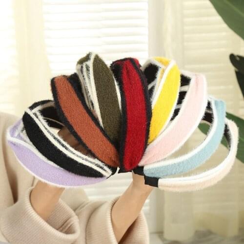 40pcs/lot DIY Simple Multi Soft Mink Hair Head Bands Plush Cross HeadBands Hair Styling Tools Accessory HA1728