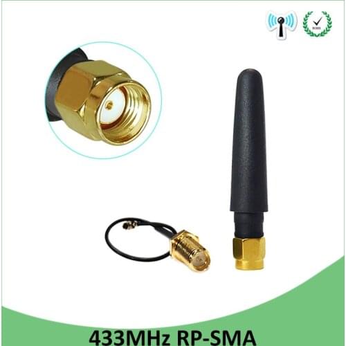 433Mhz Antenna 3dbi GSM 433 mhz RP-SMA Connector Rubber Lorawan antenna+ IPX to SMA Male Extension Cord Pigtail Cable