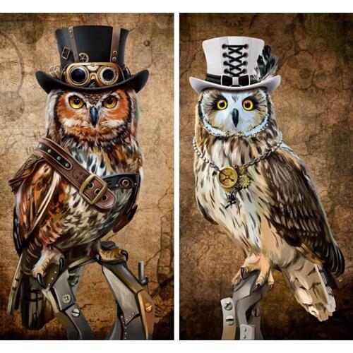 5d DIY Cool Cowboy Owl Diamond Painting Full Drill Embroidery Cross Stitch Mosaic Needlework Craft Kit home Decor Christmas Gift