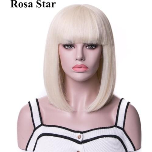 Rosa Star Blonde 613 Bob Wig With Synthetic Fake Hair For Women And High Temperature Fiber