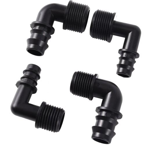 90 Degrees Hose Connector with Threaded Agriculture Irrigation Water Fitting Barbed Connector Garden Accessories 100 Pcs