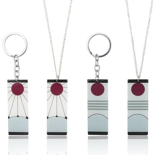 Anime Demon Slayers Acrylic Necklace Kamado Tanjirou Pattern Transparent Keychain Pendant Jewelry