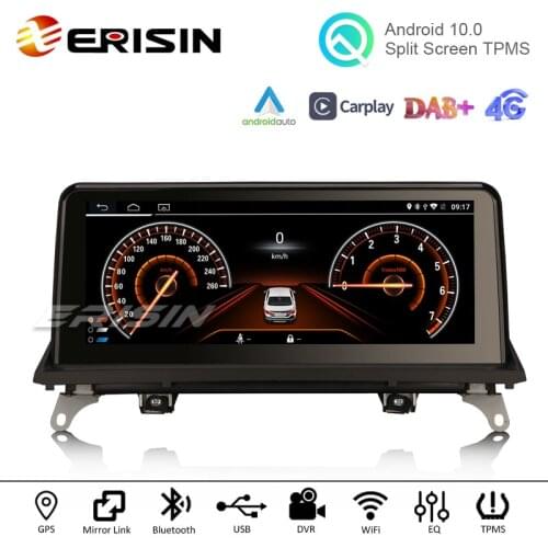 Erisin 2670 10.25" IPS Android 10.0 Car Stereo WiFi TPMS DAB+ Wireless CarPlay 4G Module OEM Radio For BMW X5 E70 X6 E71 CIC CCC