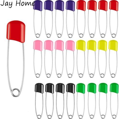 50Pcs Baby Safety Pins Plastic Head Cloth Diaper Pins Stainless Steel Sewing Safety Pins for Quilting Knitting Stitch Markers