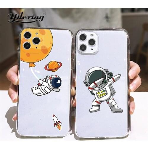 Cute Astronaut spaceship frame Phone case for iphone 12 Pro Max 11 Pro Max 12MiNi 7 8 Plus X XS Max XR SE 2020 cover Soft TPU