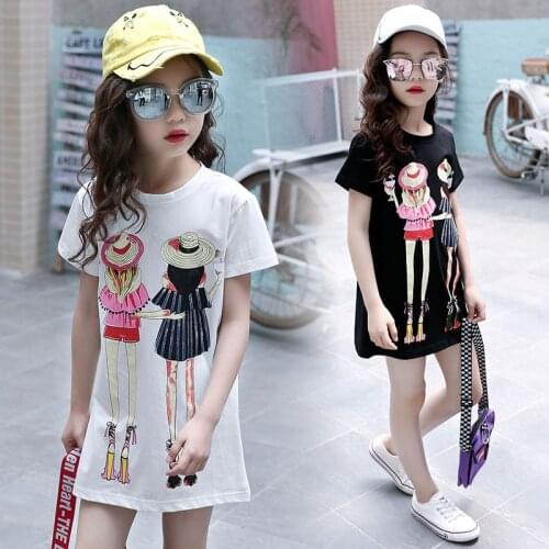 Children Clothing T Shirt Girls Summer Toddler Girl Shirts Cute Cotton Clothes for Big Kids Teenage Cartoon Long Tee Coats