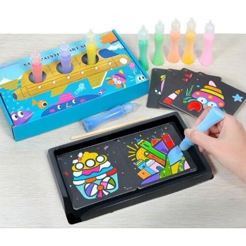Kid Children Sand Art Make Activity Multi Coloured DIY Sand Painting Kit Color Painting Drawing Art Creativity Educational Toy