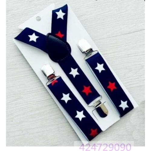 Boys Girls Kids Children Toddlers Navy Blue Pants Stars Pattern Y-Back Metal Clips Braces Adjustable Elastic Suspenders YHH0047