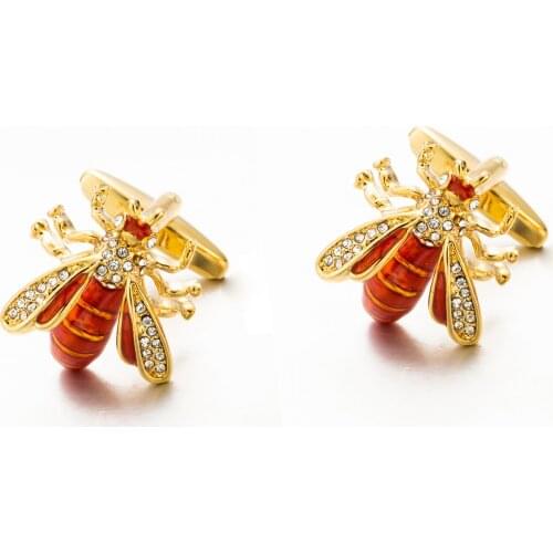 Metal Cufflinks Copper French Shirt Suit Mens Party Daily Casual Dating High-quality Classic Crystal Bee Cufflink