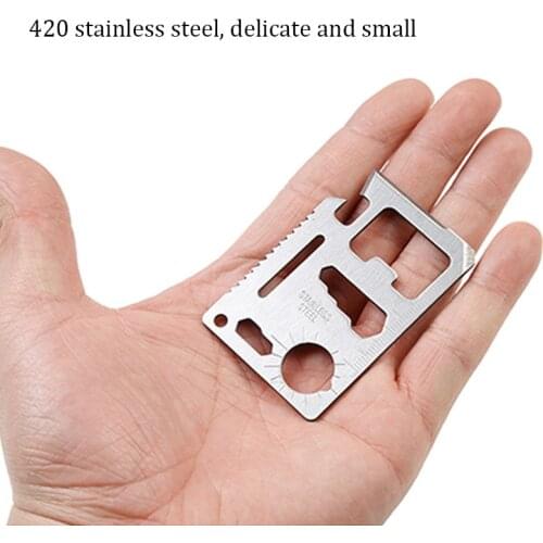 11-in-1 EDC Multi-tool Card Multifunctional 420 Stainless Steel Pocket Jar Bottle Opener Screwdriver Spanner Ruler Outdoor tool