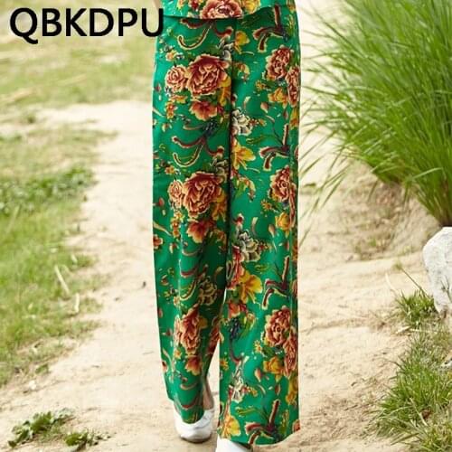 Fashion printing High waist Wide Leg Pants Women Casual Loose big size summer Straight pants Ladies 2021 new Mom Floral trousers