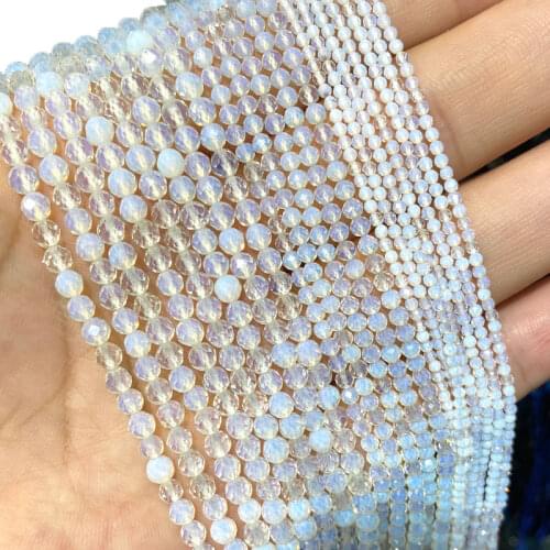 Wholesale 100% Natural Gem Stone Opal Faceted Round Beads For Jewelry Making DIY Bracelet Necklace 2MM 3MM 4MM