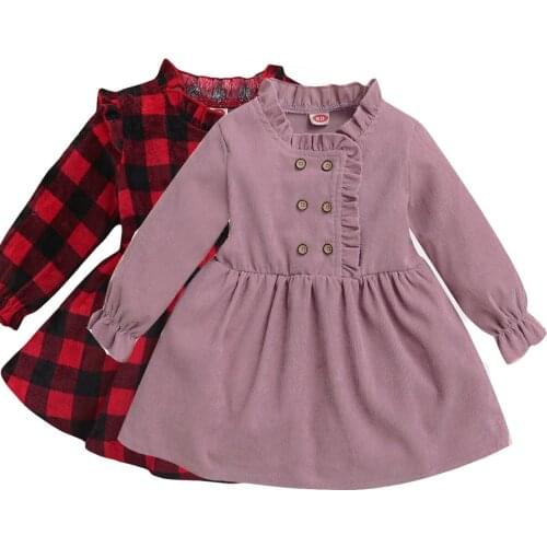 Winter Fall Girls Plaid Dress Clothes Long Sleeve Lounge Set for Children Kids Costumes Newborn Baby Rompers Vestidos Bebe 6 12