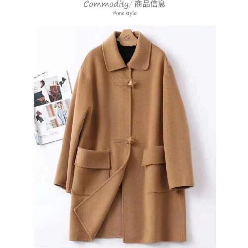 2021 Autumn Winter New Double-sided Wool Womens Mid-length Temperament Is Thin Woolen Coat