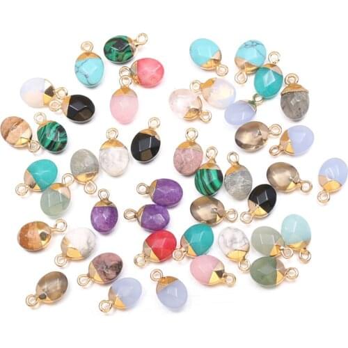 Natural Stone Pendants Amethysts Agates Crystal Turquoises Lapis Lazuli Gem Charms for Jewelry Making Necklace Bracelet