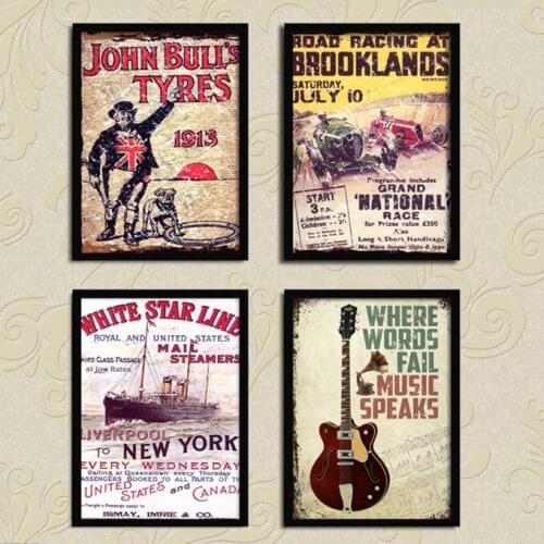 European and American-Style Brooklands Poster Retro Home Decoor Decorative Painting Living Room Modern Minimalist Paintings