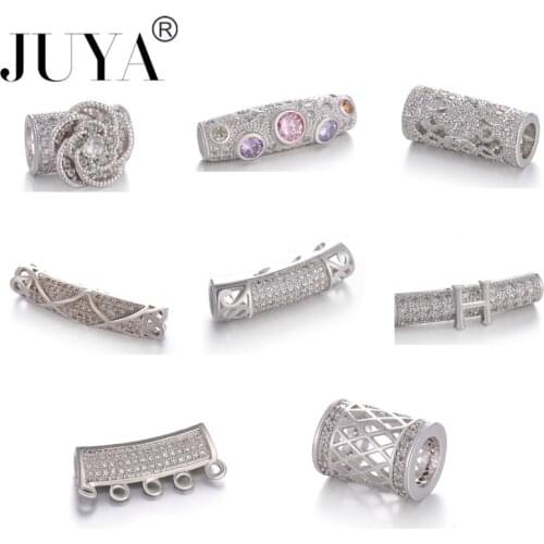 Jewelry Making Supplies Copper Micro Pave Zircon CZ Spacers Curved Tube Beads for DIY Bracelets Necklaces Decorative Accessories