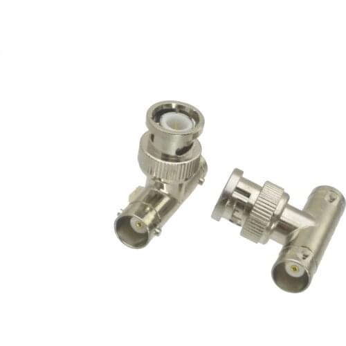 BNC male plug to two BNC female jack triple T Zinc Alloy adapter connector 3 way