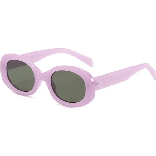Fashion Oval Sunglasses Women Jelly Color Retro Nail Eyewear Brand Designer Men Purple Tea Sun Glasses Shades UV40