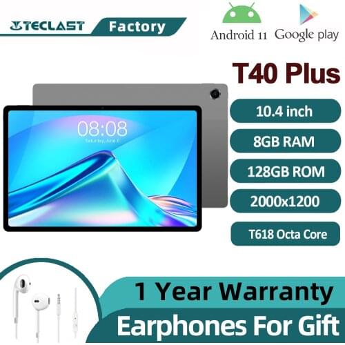 Teclast T40 Plus Tablet 10.4 Inch Android 11 Bluetooth 5.0 Tablet 2000×1200 IPS 8GB RAM 128GB ROM Dual 4G Network Dual-Band WiFi
